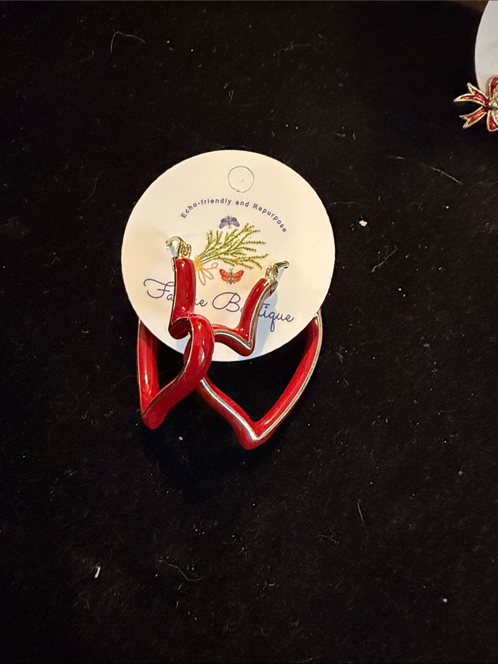 Red Heart Hoop Earrings -